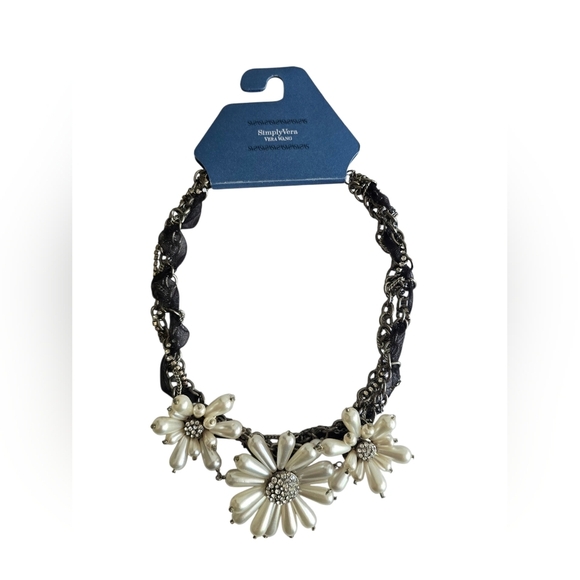 Kohl's Jewelry - Kohl's Simply Vera Black and Cream Floral Necklace
